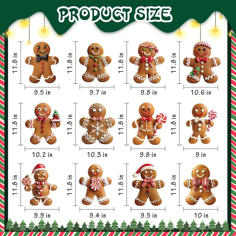 sewrung 12 Pcs Christmas Gingerbread Man Yard Signs with Stakes - Xmas Gingerbread Yard Stakes Lawn Signs for Christmas Holiday Pathway Garden Patio Party Favors - Image 3